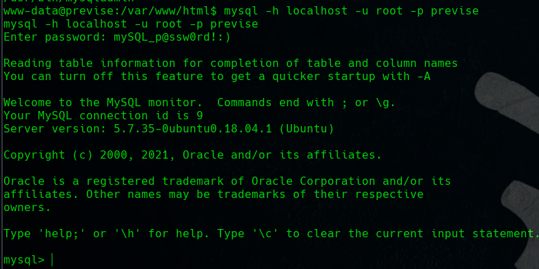 Database mySQL